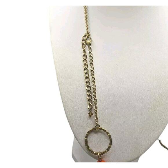 Light Colored Simulated Stones Necklace Acrylic Beads Matte Gold Tone 34" - 36" - Picture 9 of 10